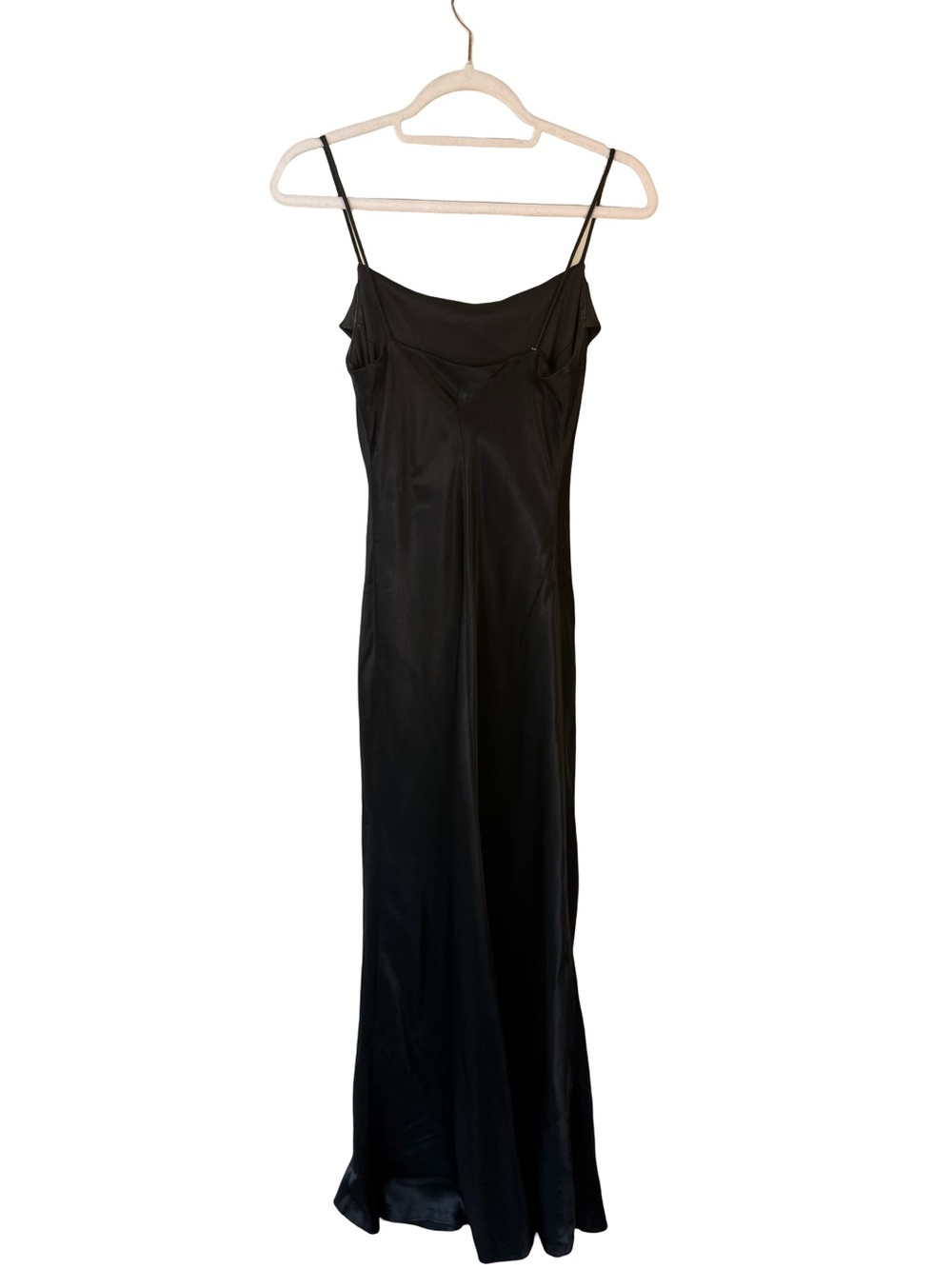 Jump Vintage Black Satin Cowl Neck Maxi Slip Dress Size 3/4 Y2K 90s Formal - Picture 3 of 13